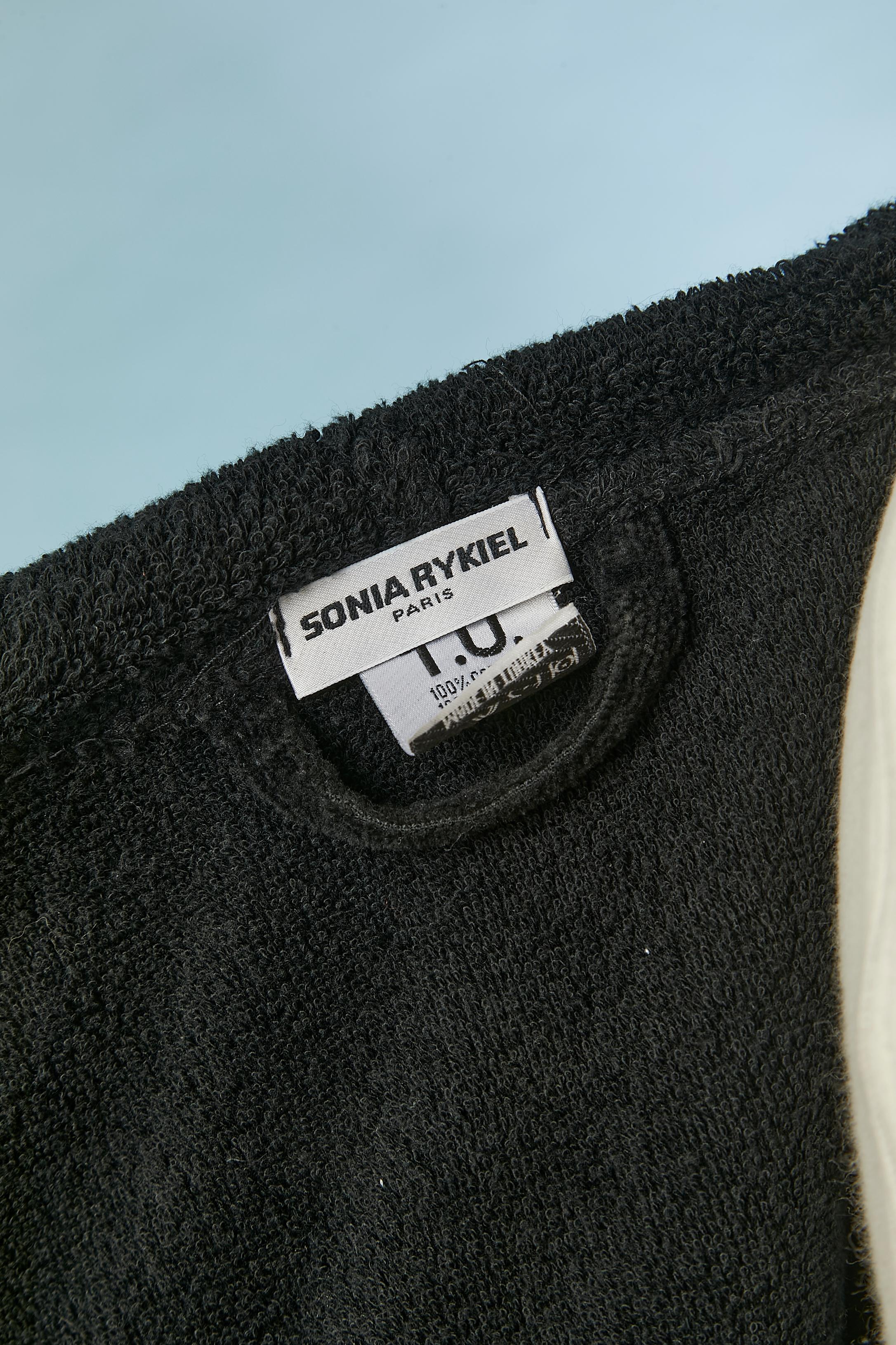 Black cotton velvet robe with hood, pockets and belt Sonia Rykiel For Sale 2