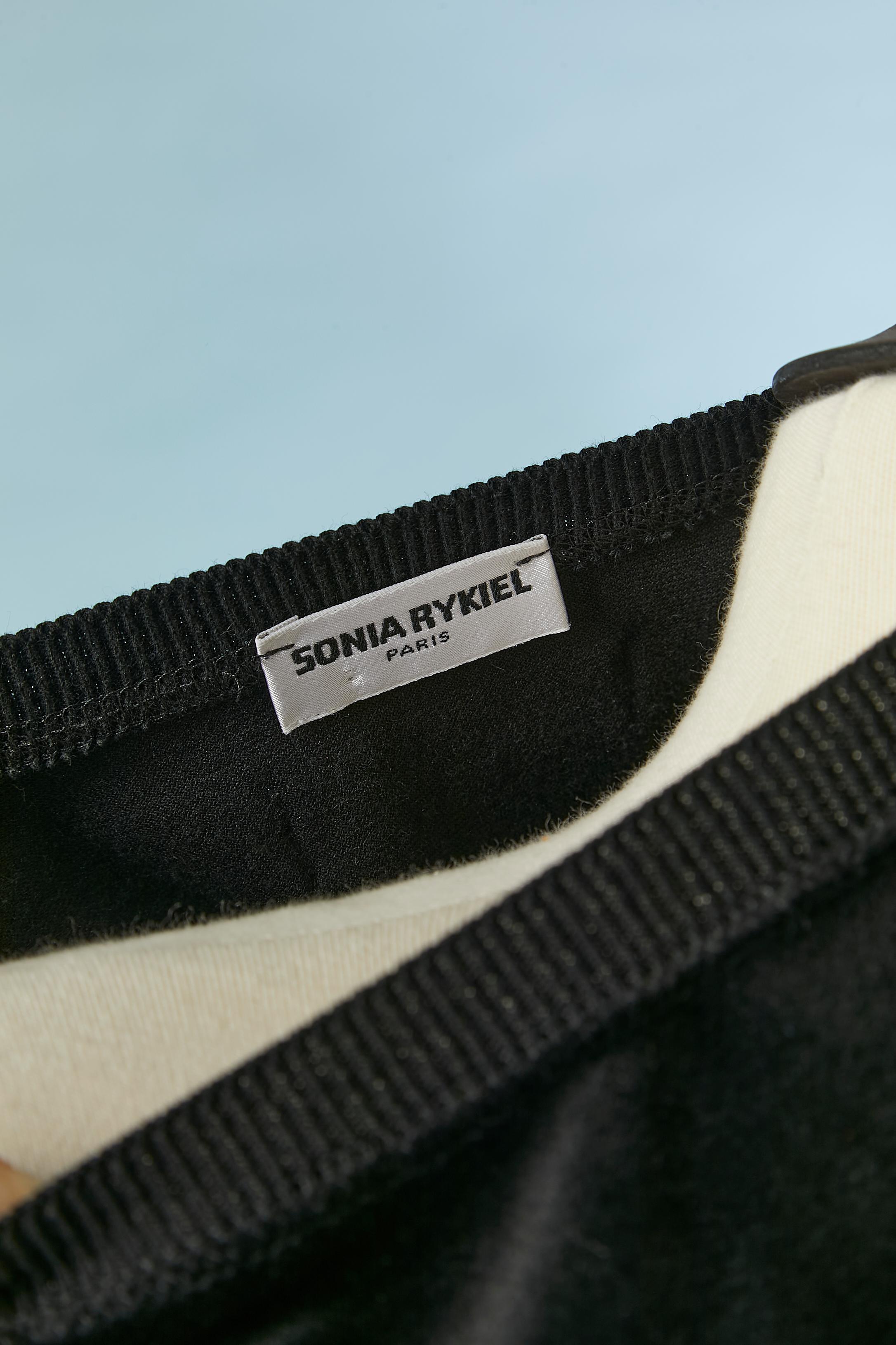 Black cotton velvet sweat-shirt with jaguar appliqué Sonia Rykiel For Sale 2