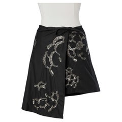Black cotton wrap skirt with sequin embroideries PEACHOO + KREJBERG (New)