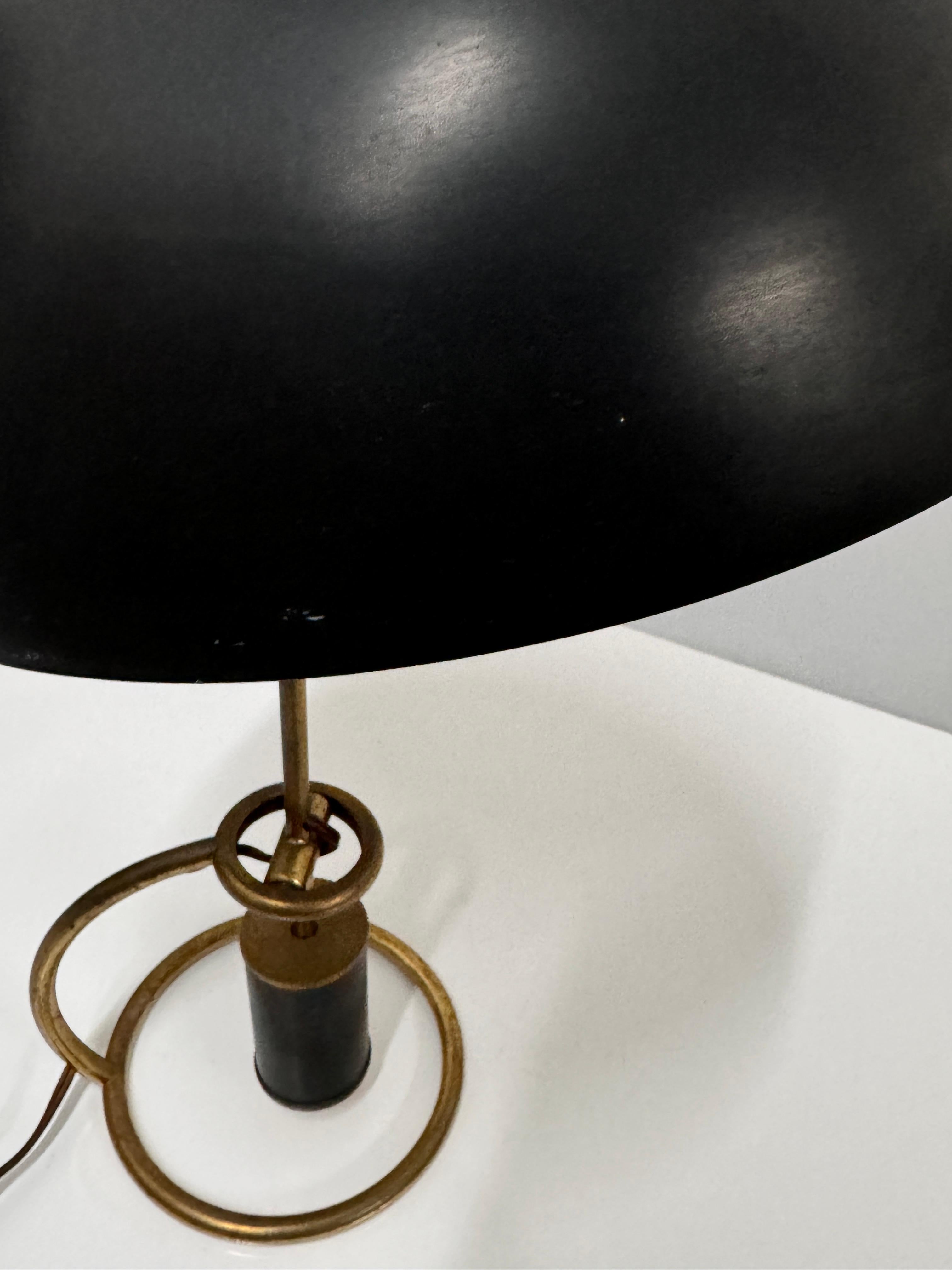Black Counterweight Scrittoio Brass Table Lamp by Angelo Lelli for Arredoluce For Sale 7