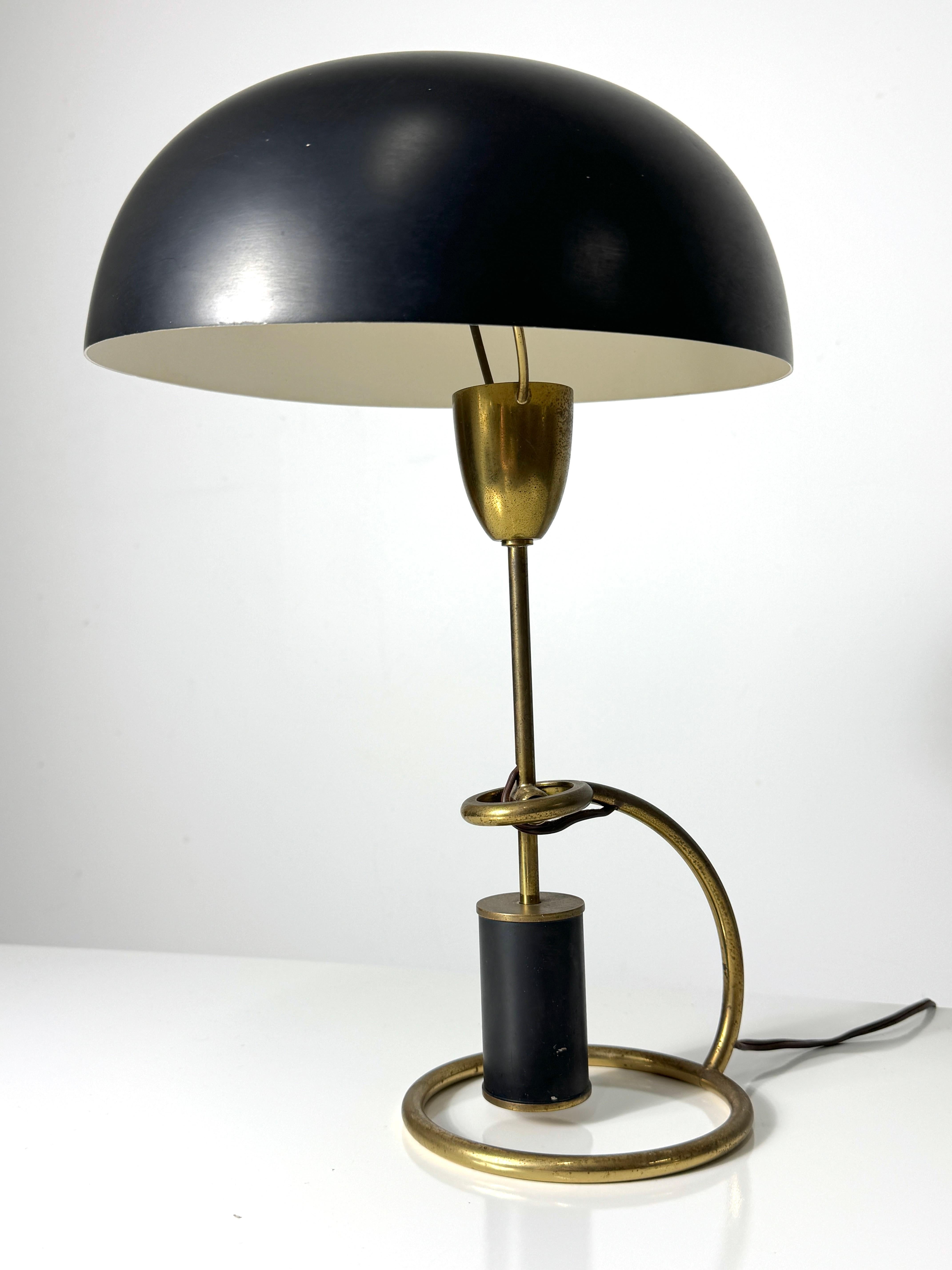 Black Counterweight Scrittoio Brass Table Lamp by Angelo Lelli for Arredoluce For Sale 1