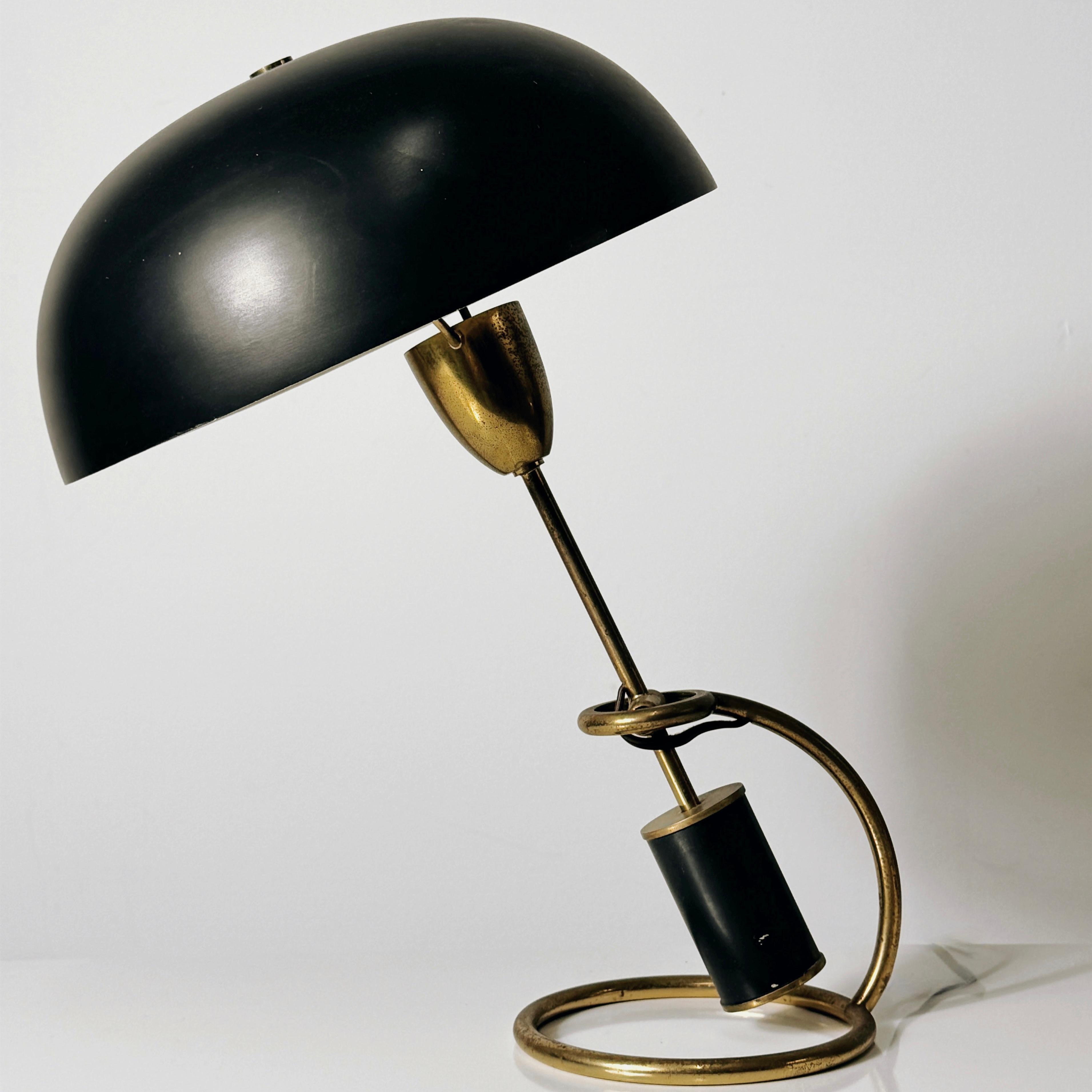 Italian Black Counterweight Scrittoio Brass Table Lamp by Angelo Lelli for Arredoluce For Sale