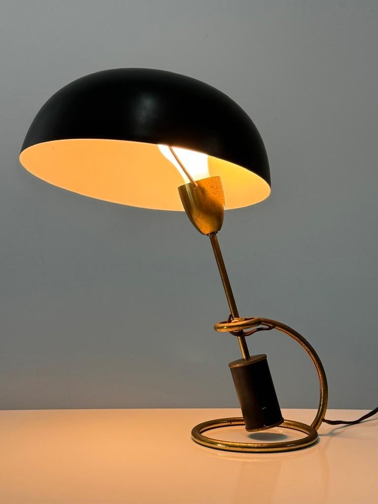 Mid-20th Century Black Counterweight Scrittoio Brass Table Lamp by Angelo Lelli for Arredoluce For Sale