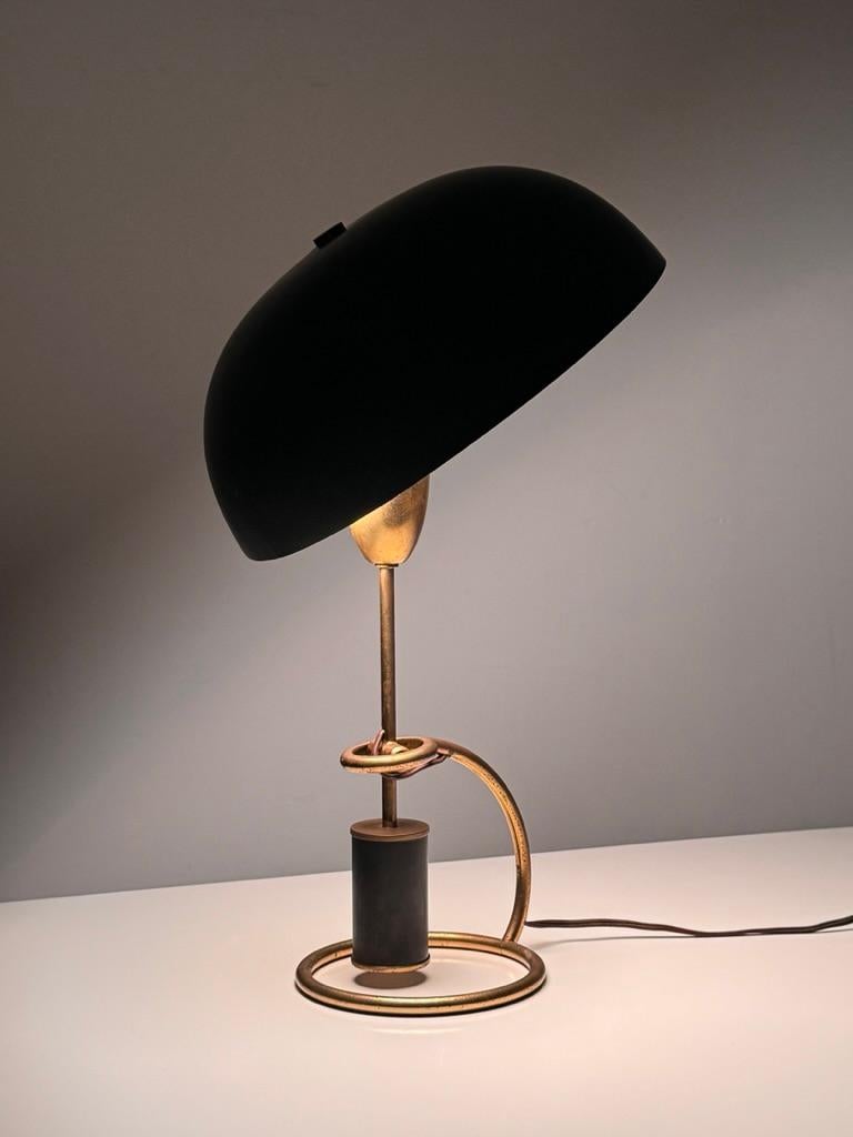 Aluminum Black Counterweight Scrittoio Brass Table Lamp by Angelo Lelli for Arredoluce For Sale