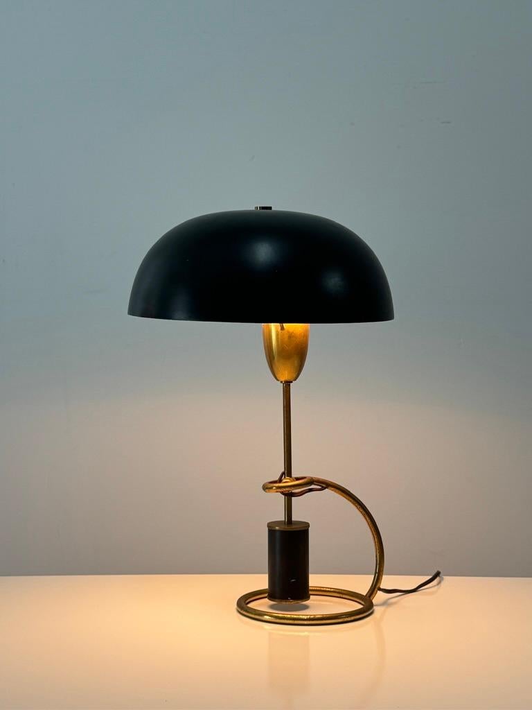 Black Counterweight Scrittoio Brass Table Lamp by Angelo Lelli for Arredoluce For Sale 2