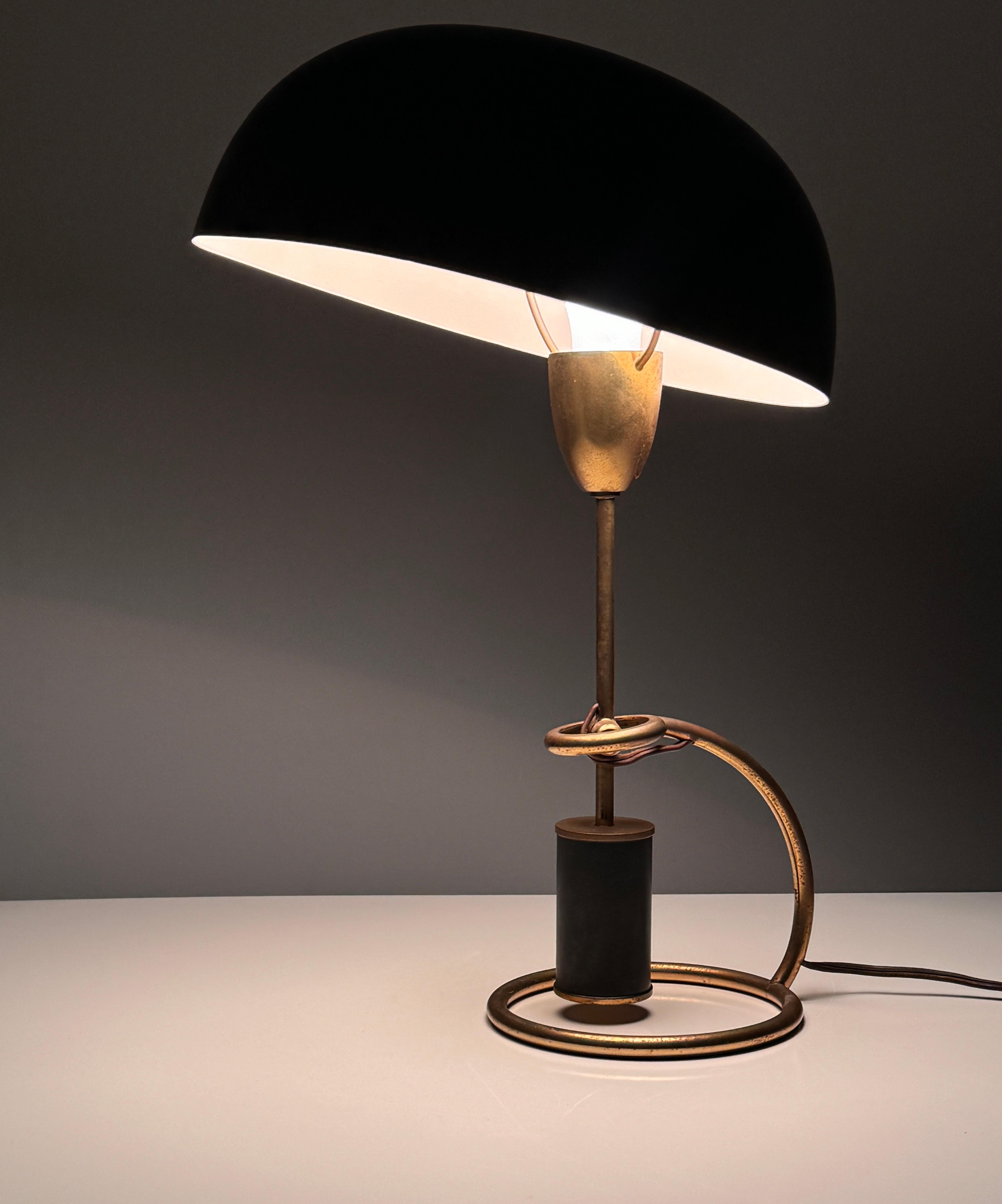 Black Counterweight Scrittoio Brass Table Lamp by Angelo Lelli for Arredoluce For Sale 3