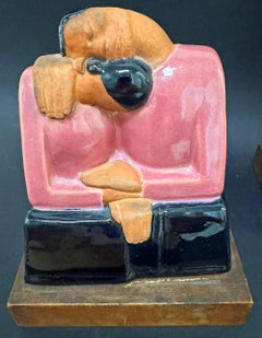 "Black Couple at Rest", Superb WPA-Era Bookends with African American Figures