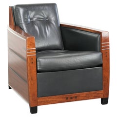 Black cowhide Art Deco design armchair