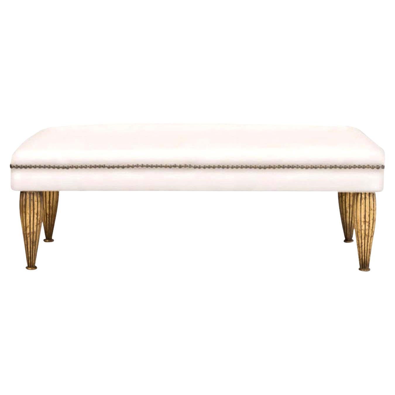 Black Cowhide Bench with Gold Gilt Legs