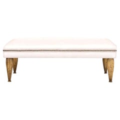 Black Cowhide Bench with Gold Gilt Legs