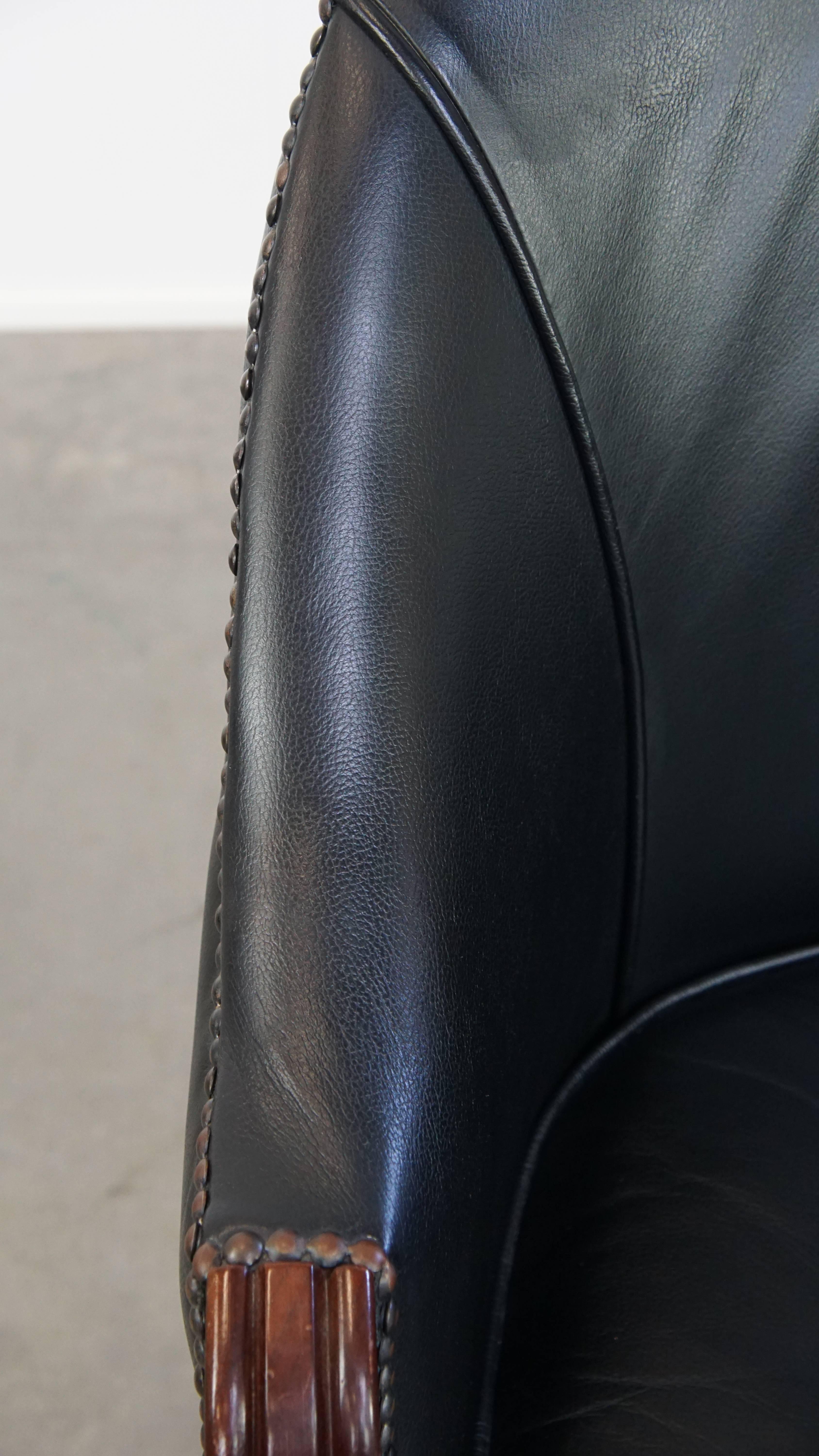 Black Cowhide Leather Office Chair in English Style For Sale 1