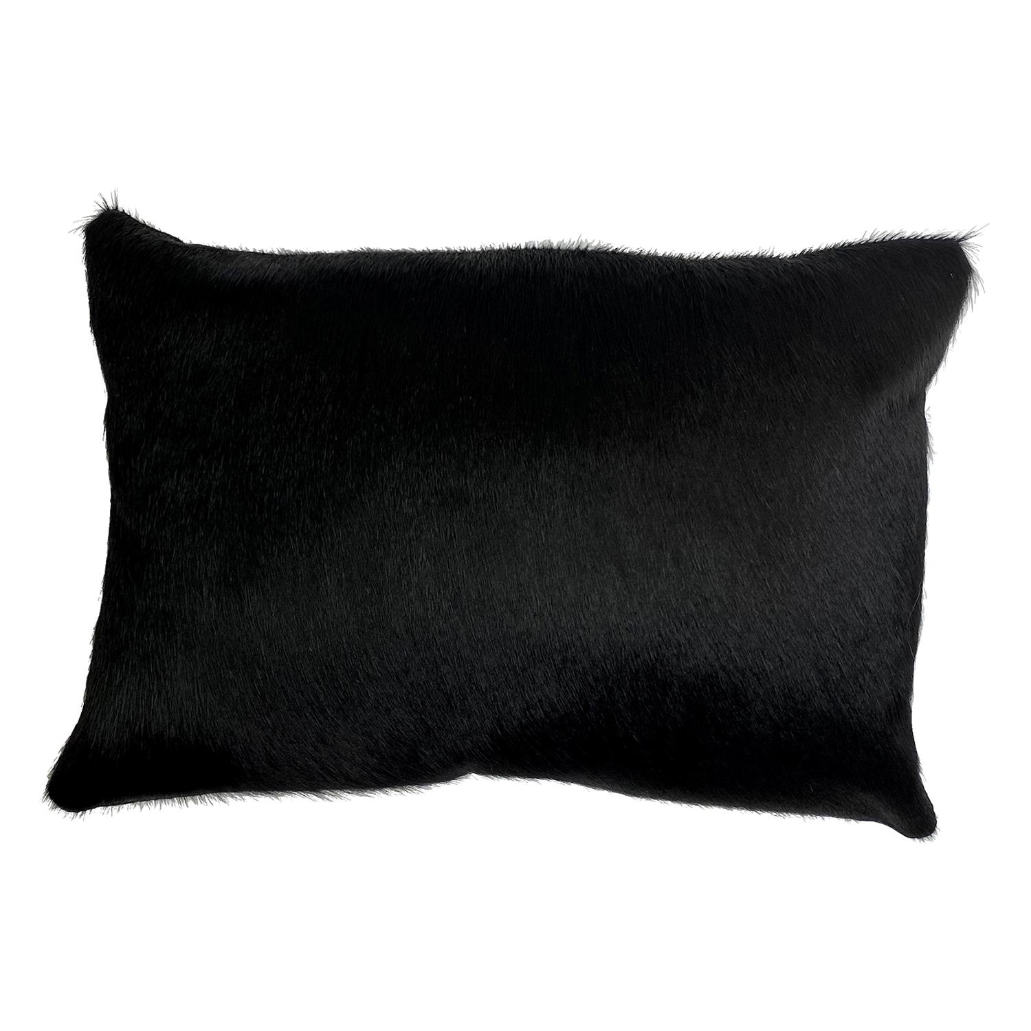 Black Cowhide Pillow, Lumbar Cushion