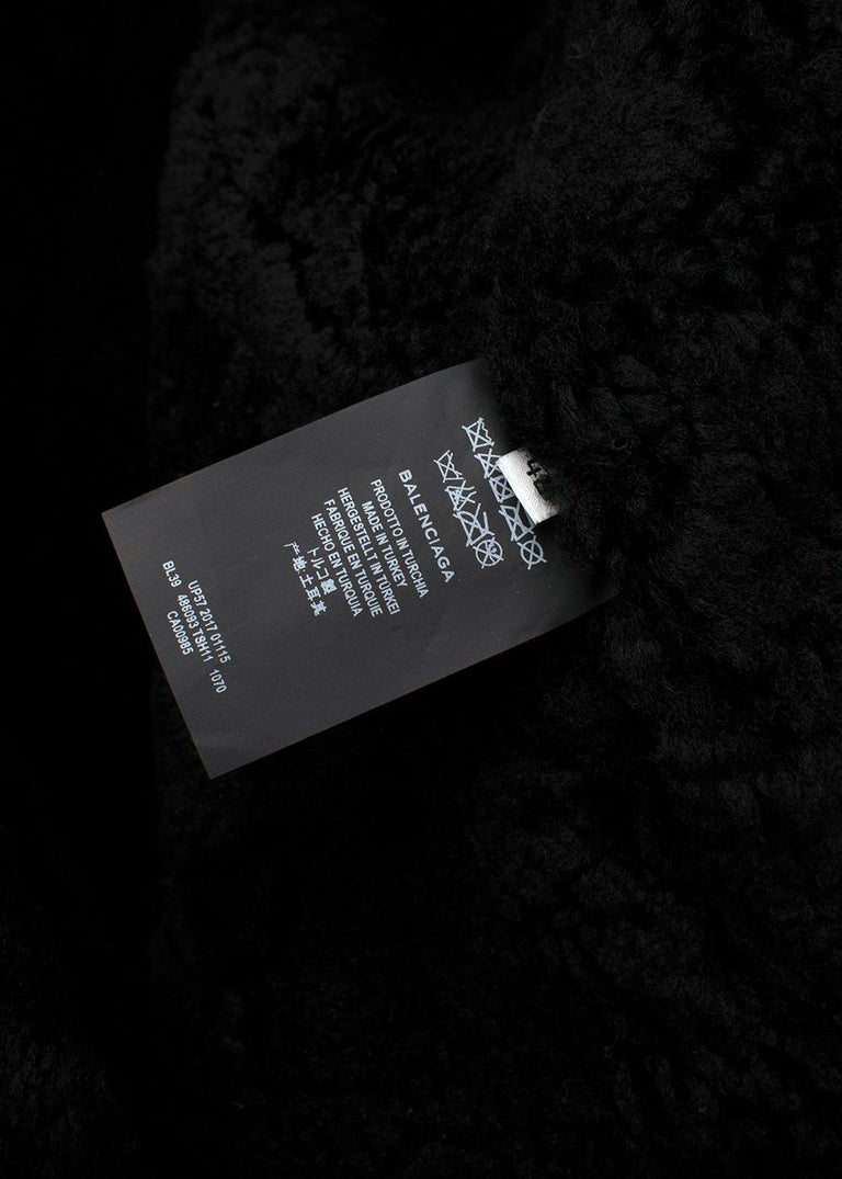 Black Cracleque Shearling Logo Aviator Jacket at 1stDibs