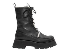 Nero e crema 3.1 Phillip Lim Kate Stivali da combattimento foderati in shearling misura 37