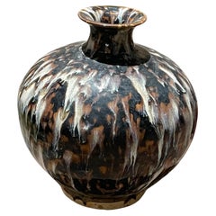 Black, Cream and Brown Splattered Glaze Vase, China, Contemporary