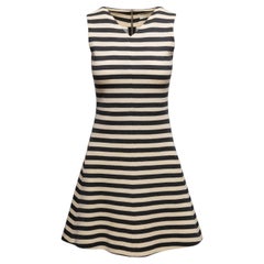 Minivestido de lana a rayas sin mangas de Chloe, en negro y crema, talla FR 34
