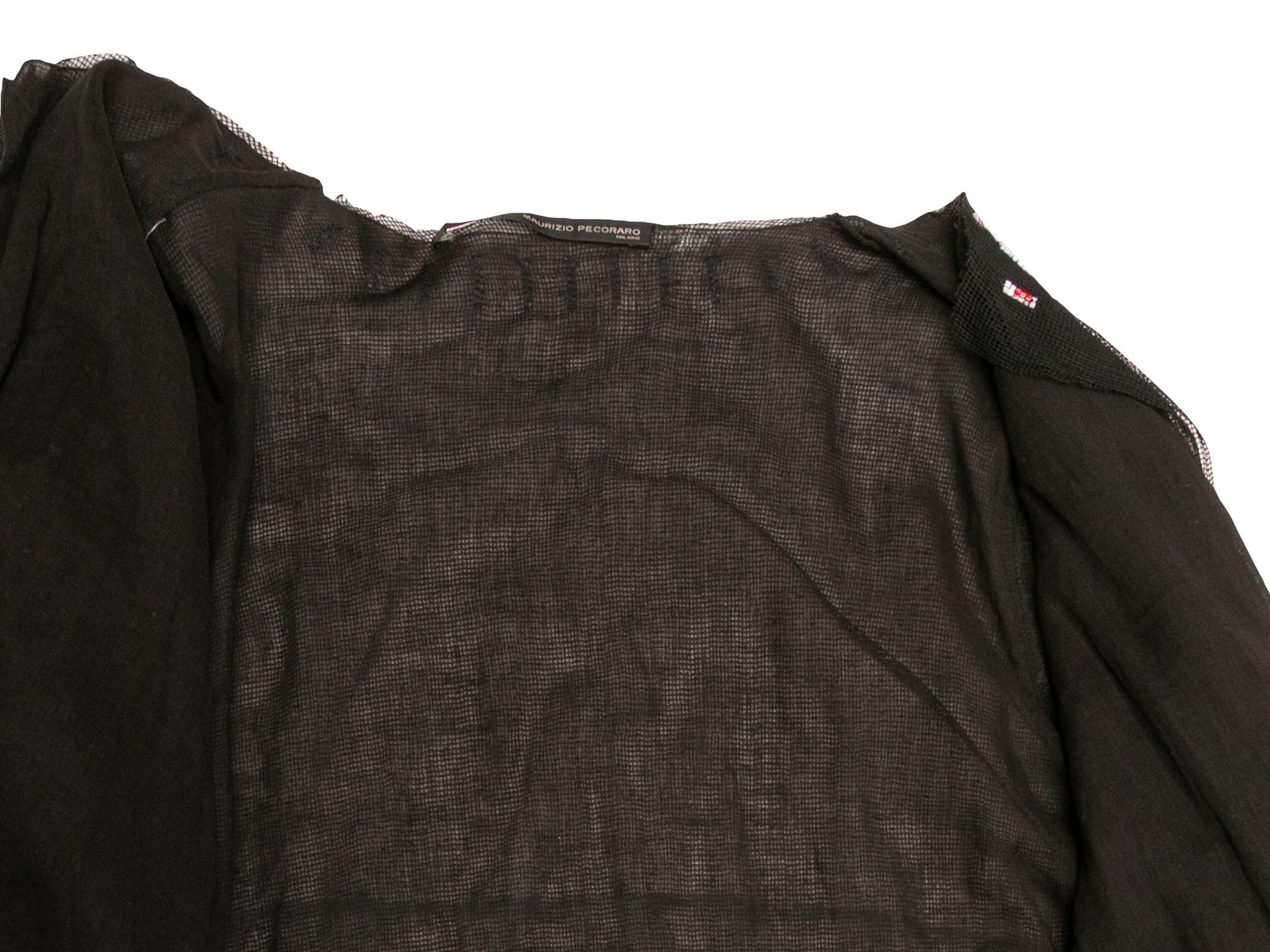 Cardigan en maille orné de perles noir et crème Maurizio Pecoraro Taille IT 46 en vente 1