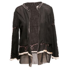 Black & Cream Maurizio Pecoraro Mesh Bead-Embellished Cardigan Size IT 46