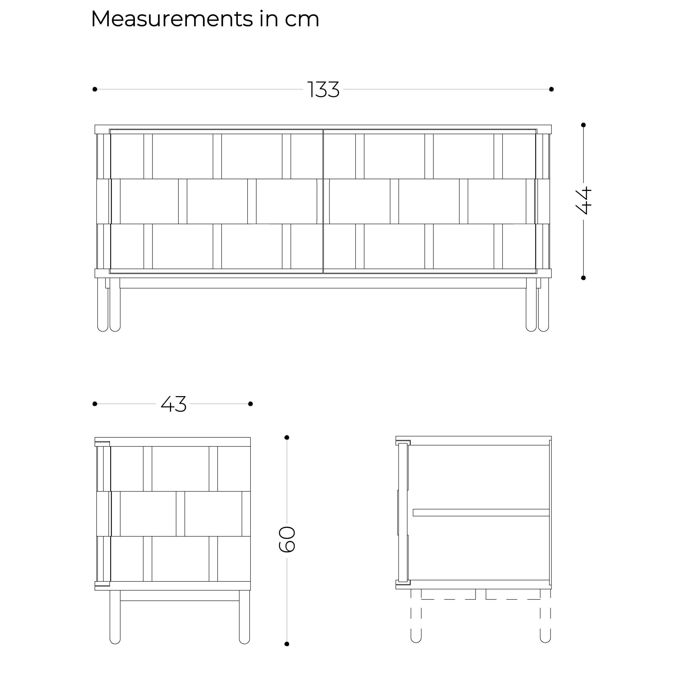  Weave 133, Birch wood oil, black oil. Credenza from Ringvide, Scandinavian For Sale 1