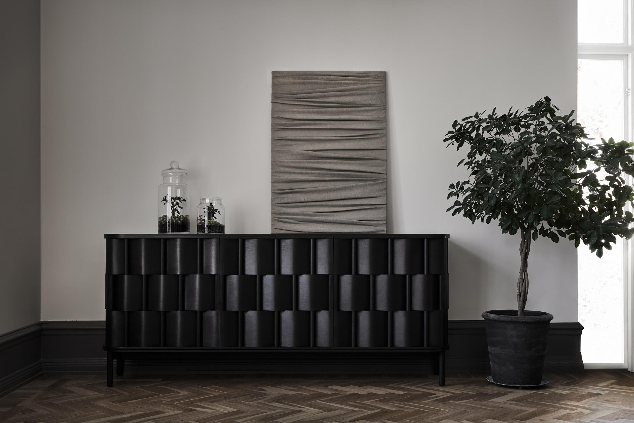 Swedish Weave 196 Credenza from Ringvide, Solid Birch wood, black oil. Scandinavian  For Sale