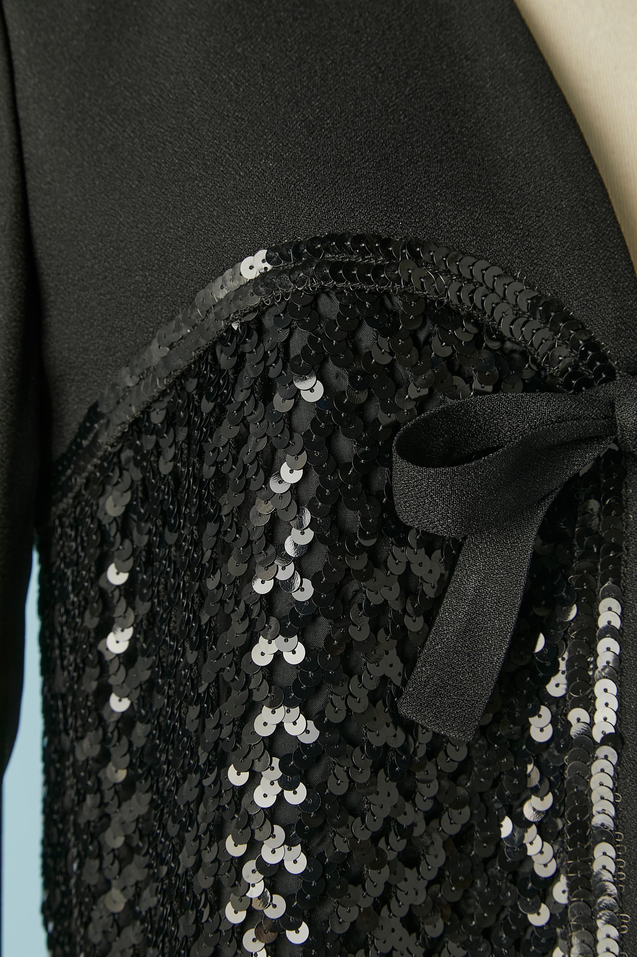 Black crêpe and sequin edge to edge evening jacket Sonia Rykiel  In Excellent Condition For Sale In Saint-Ouen-Sur-Seine, FR
