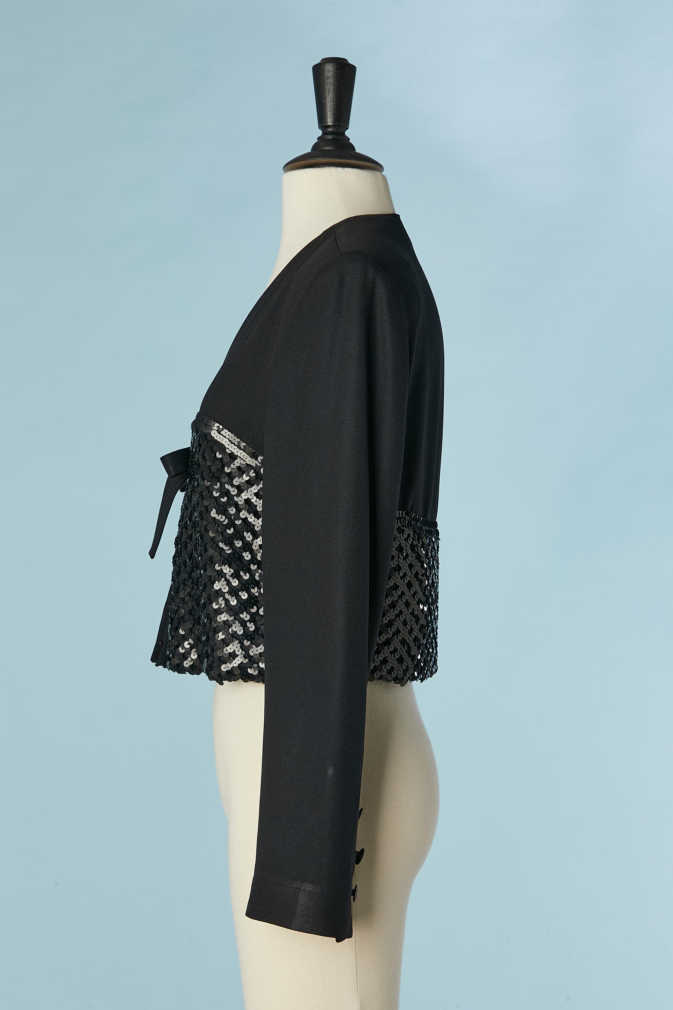 Black crêpe and sequin edge to edge evening jacket Sonia Rykiel  For Sale 1