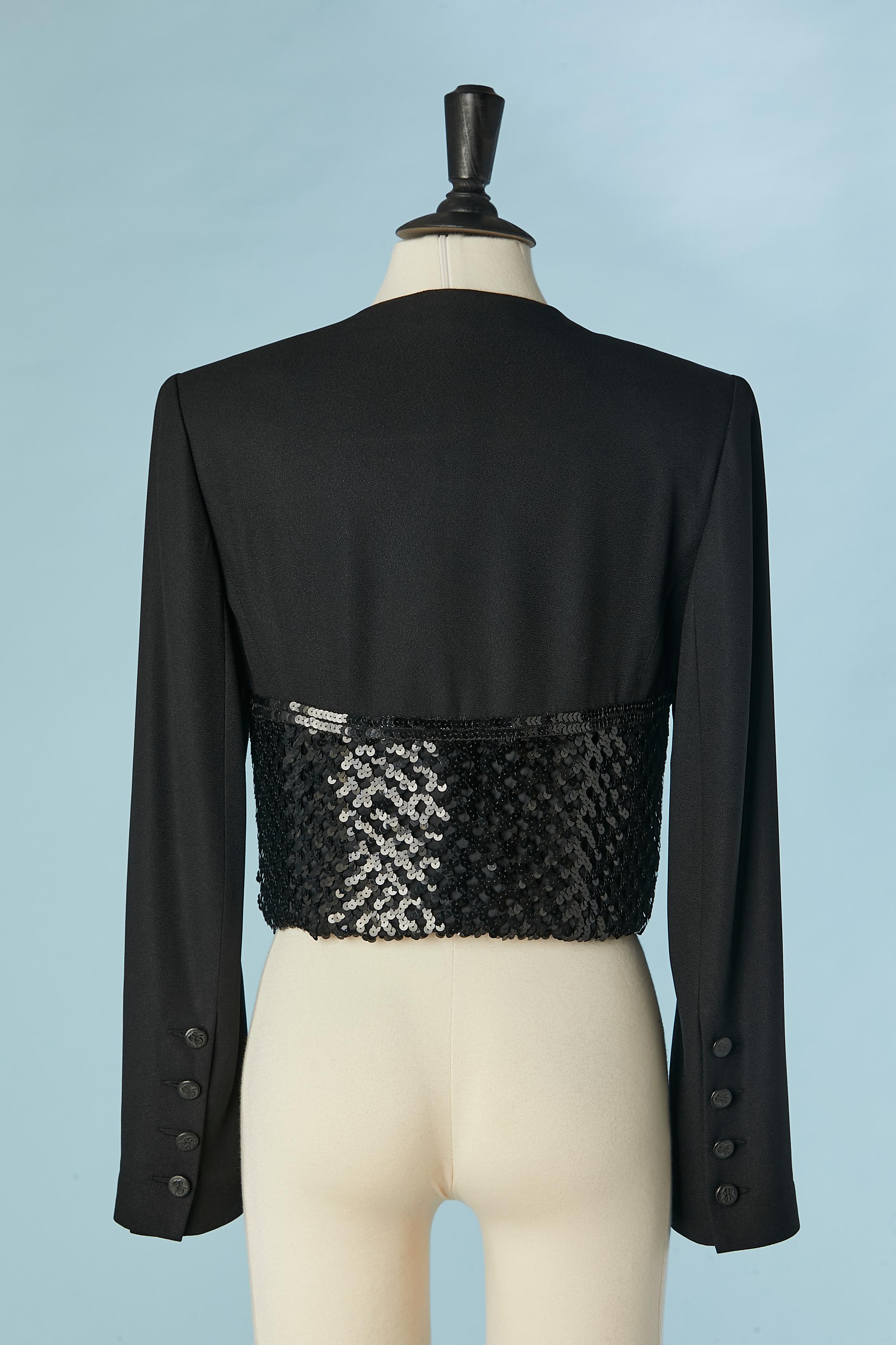 Black crêpe and sequin edge to edge evening jacket Sonia Rykiel  For Sale 2