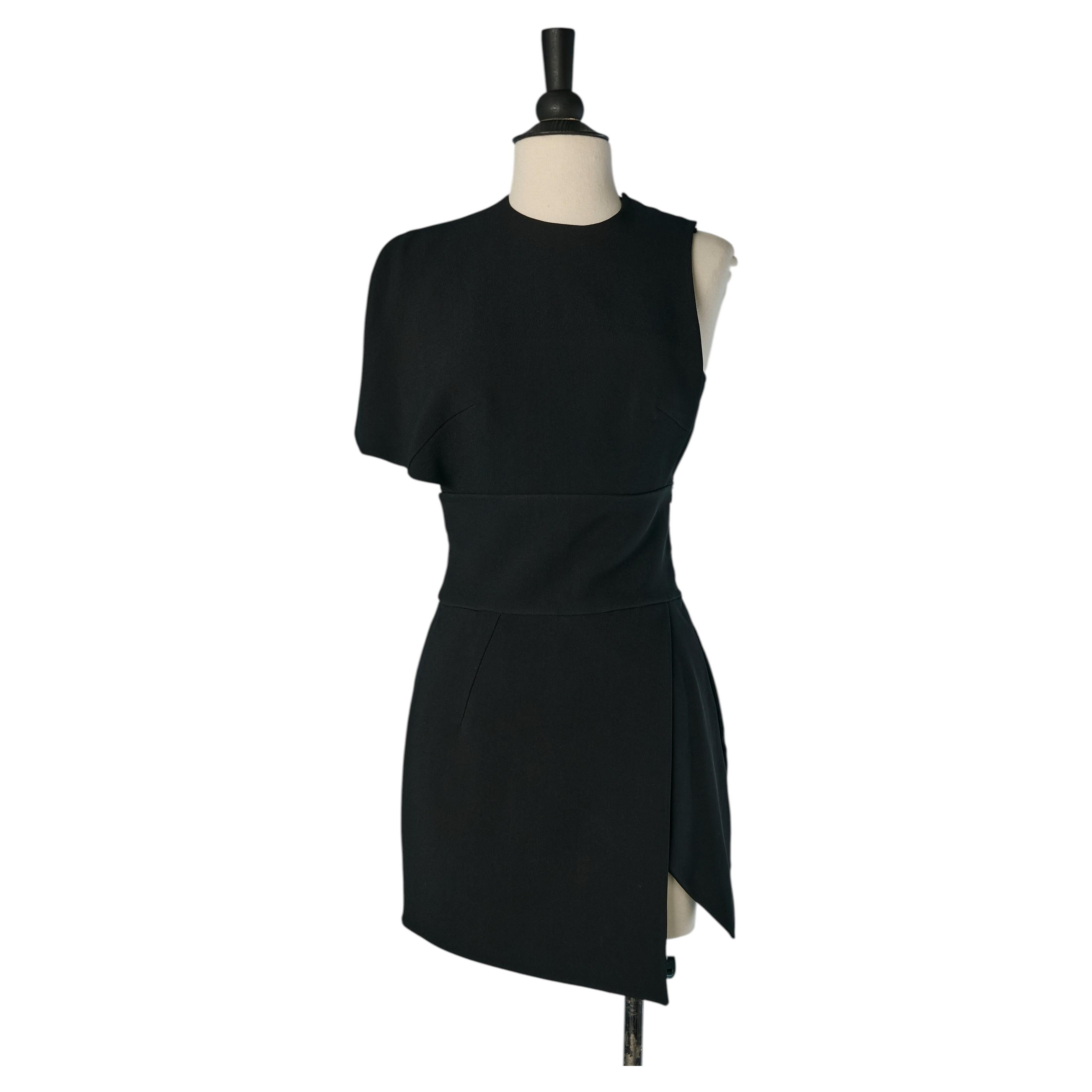 Schwarzes asymmetrisches Minikleid aus Crêpe ALEXANDRE VAUTHIER im Angebot