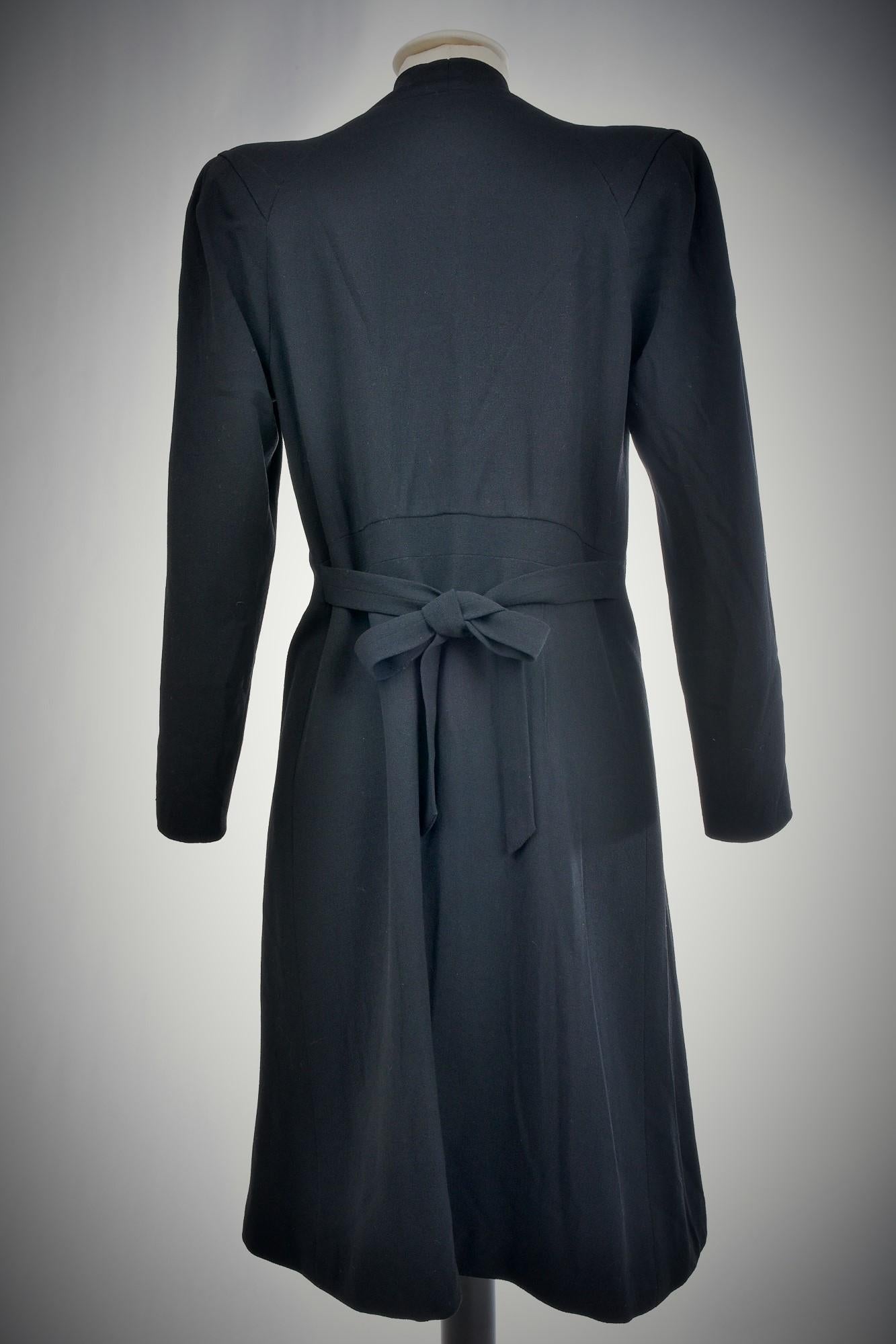 A Black Crepe Couture Coat by Jean Dessès - France Circa 1945-1949 4
