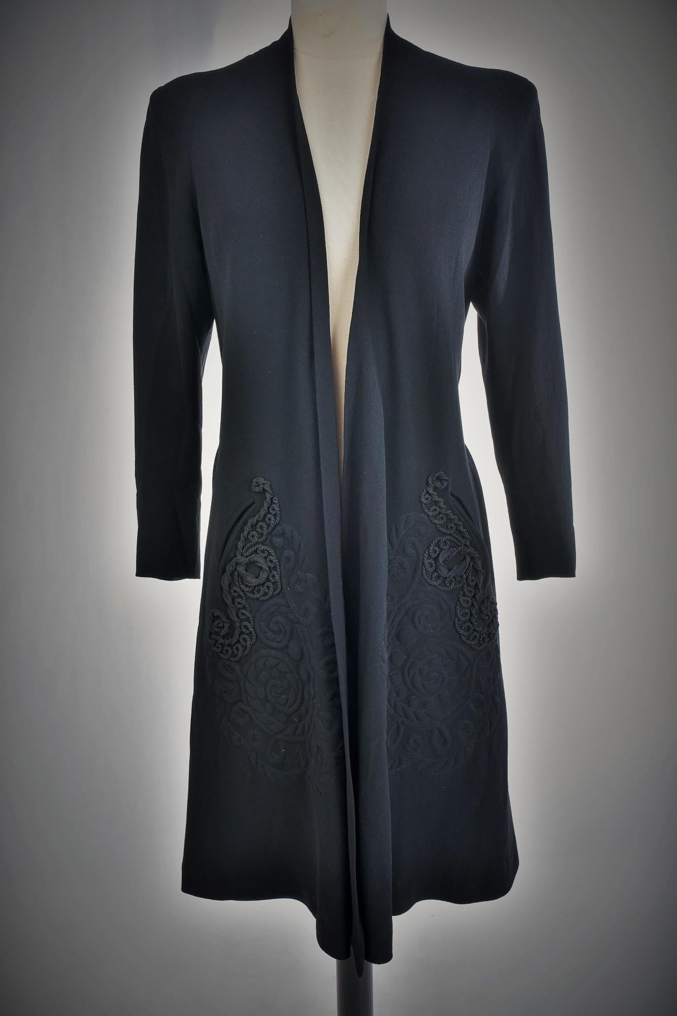 A Black Crepe Couture Coat by Jean Dessès - France Circa 1945-1949 5