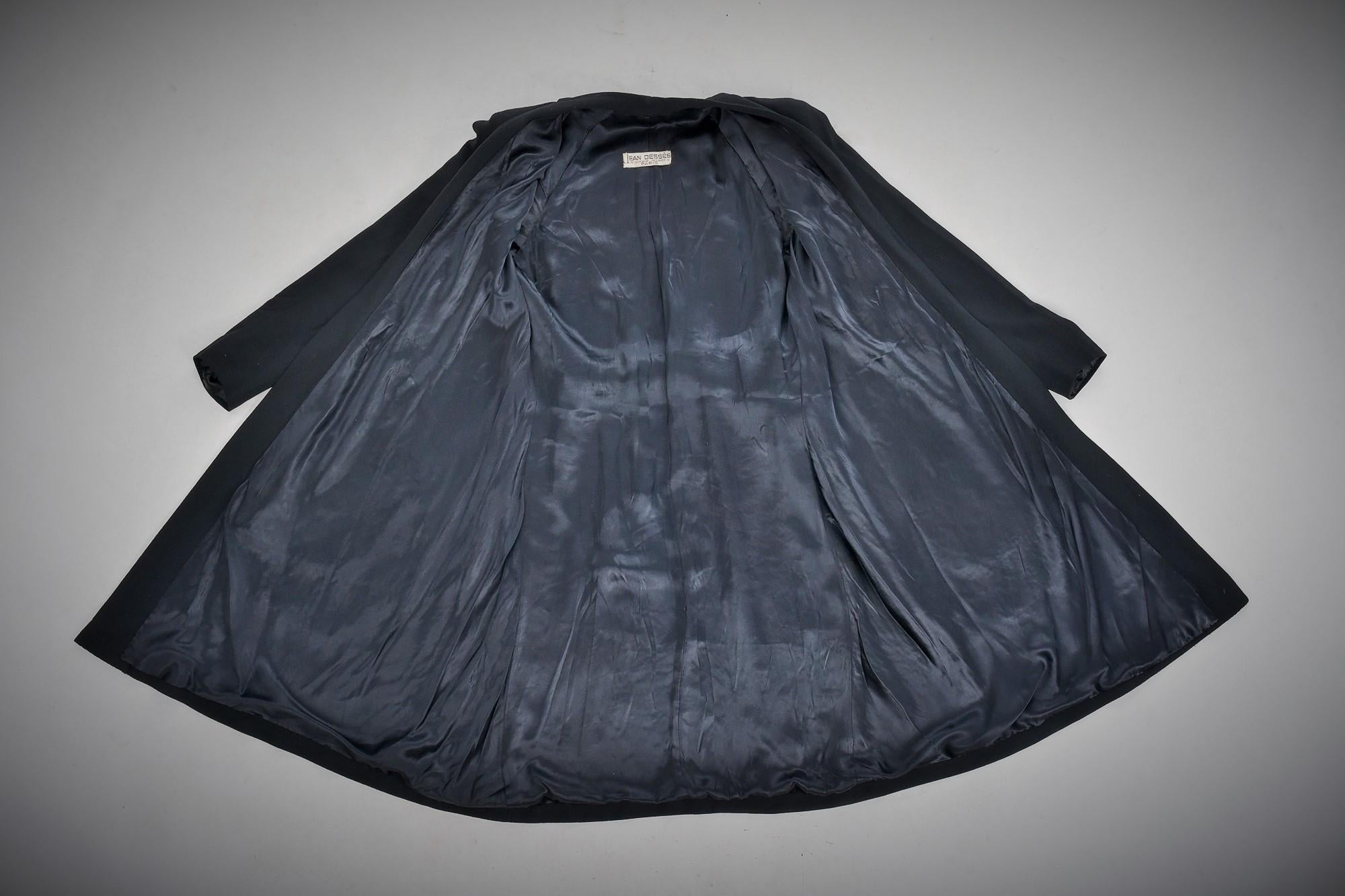 A Black Crepe Couture Coat by Jean Dessès - France Circa 1945-1949 9