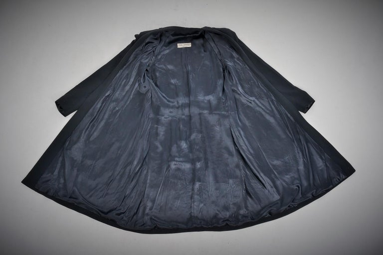 A Black Crepe Couture Coat by Jean Dessès - France Circa 1945-1949 For Sale 11