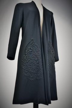 A Black Crepe Couture Coat by Jean Dessès - France Circa 1945-1949