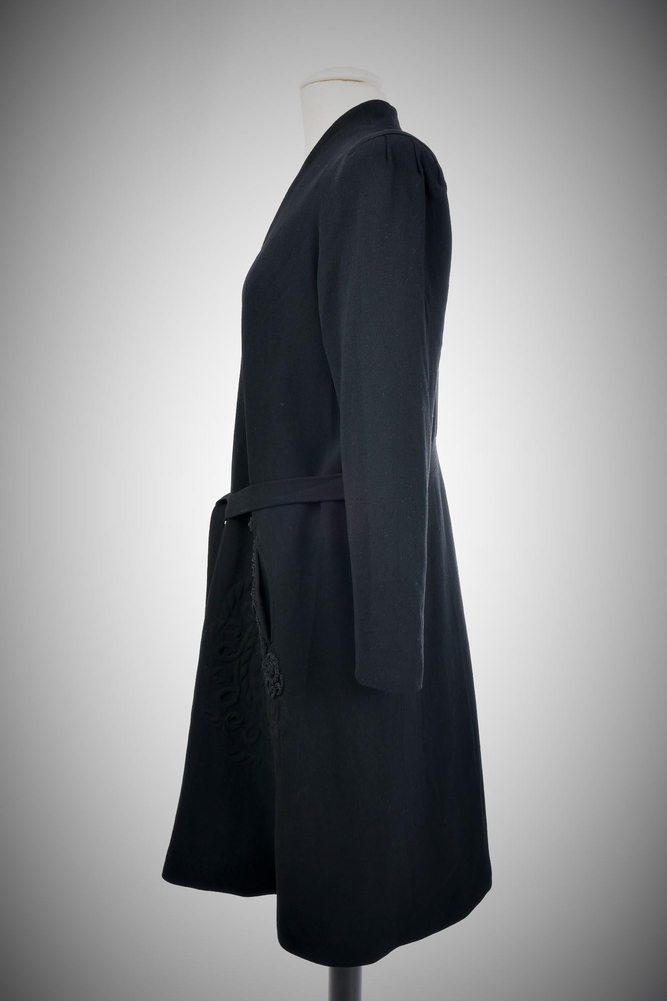 A Black Crepe Couture Coat by Jean Dessès - France Circa 1945-1949 1