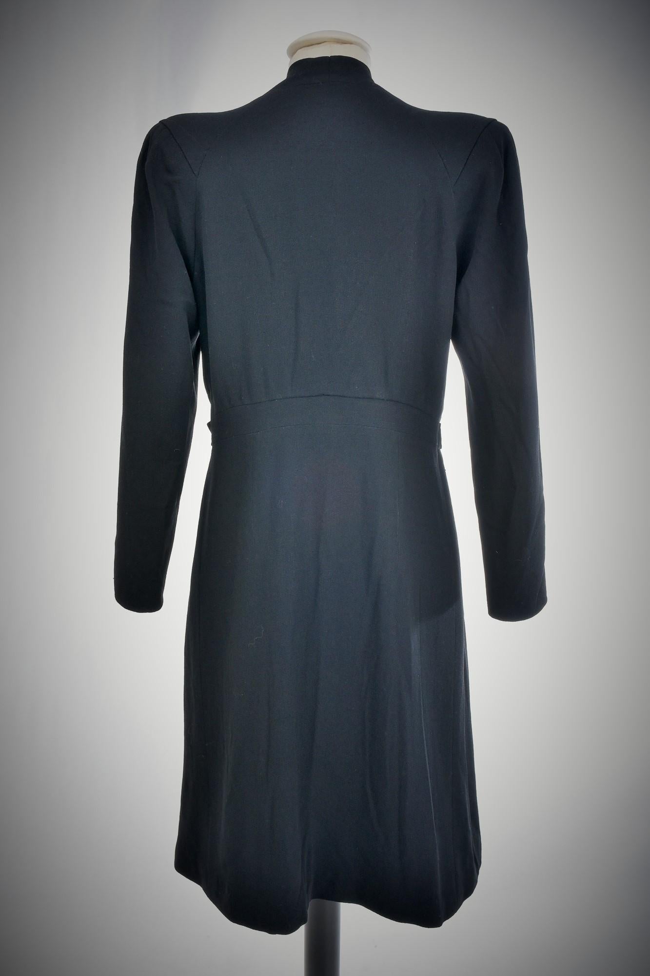 A Black Crepe Couture Coat by Jean Dessès - France Circa 1945-1949 2