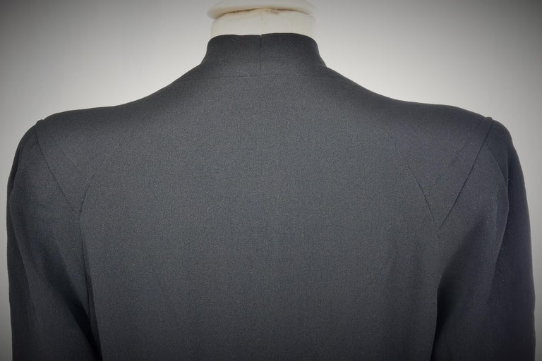 A Black Crepe Couture Coat by Jean Dessès - France Circa 1945-1949 For Sale 5
