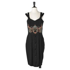 Black crêpe cocktail dress with baroque embroideries Gianfranco Ferré