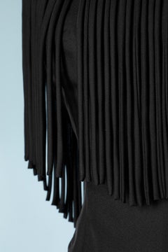Black crêpe cocktail dress with detachable crêpe fringes "Richard" Circa 1960