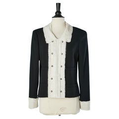 Black crêpe double-breasted jacket with silk chiffon breastplate Chanel 