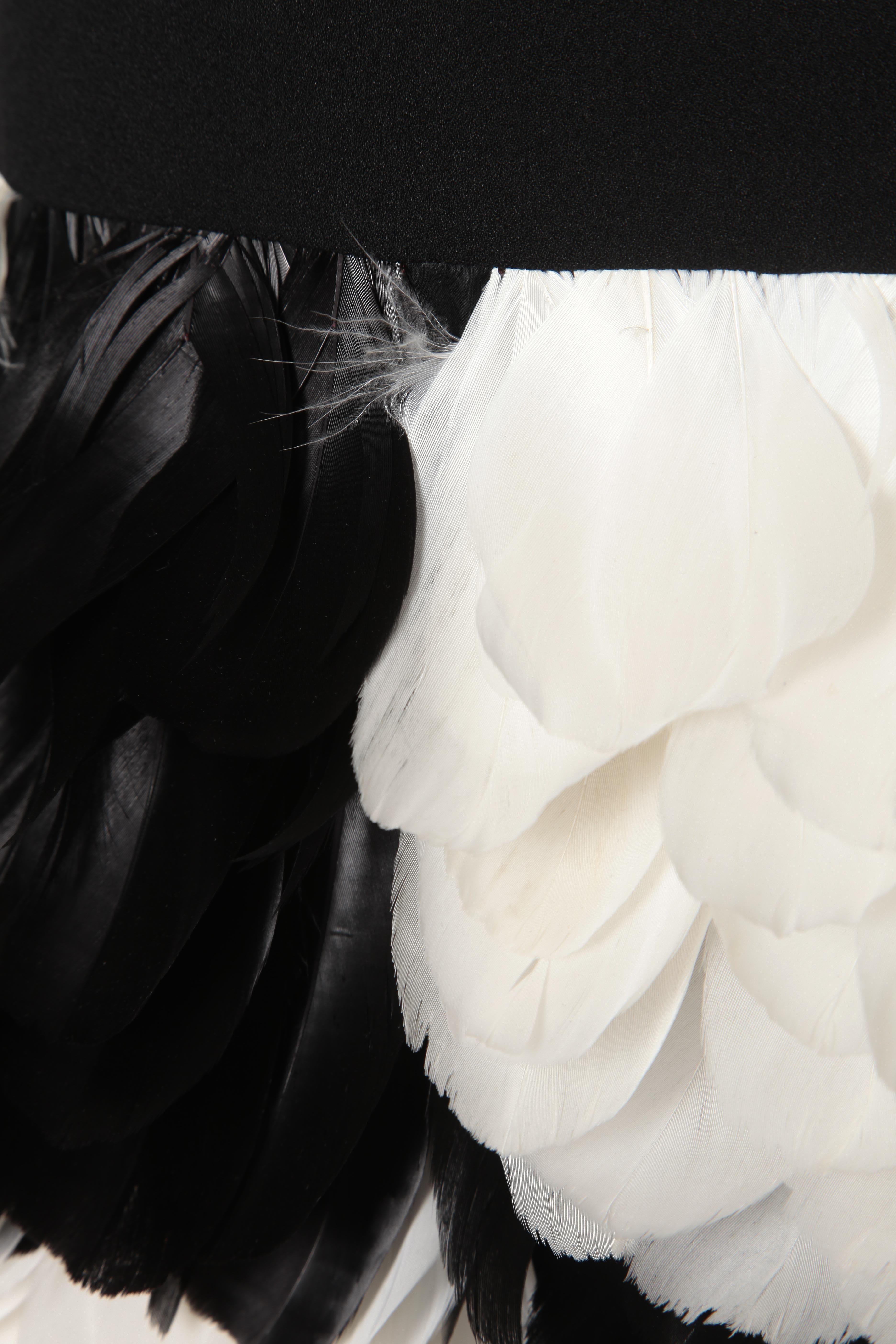 black and white feather dress