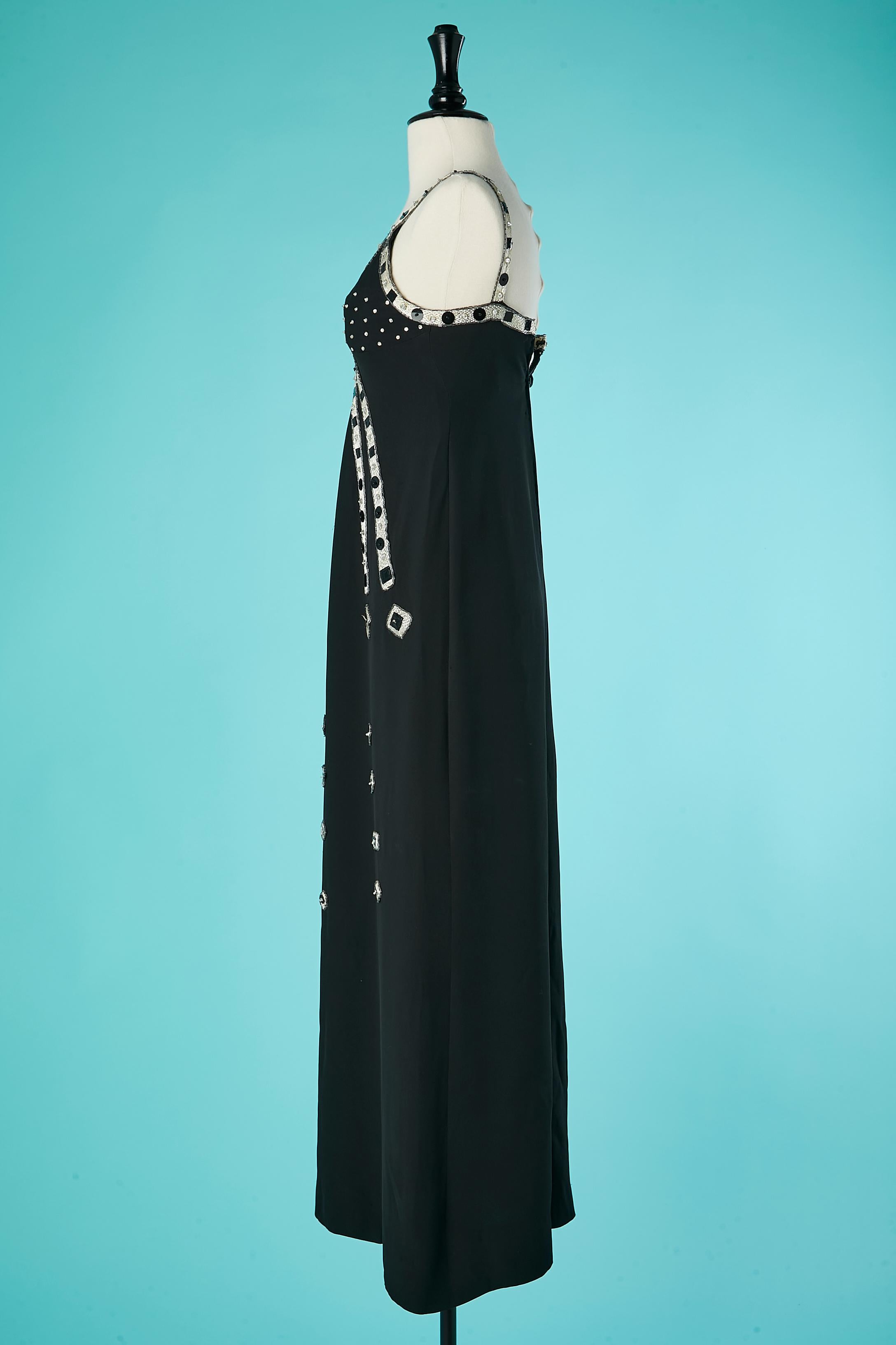De las mujeres Vestido de noche de crepé negro con cuentas, pedrería y bordado de hilo TORRENTE en venta