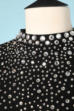 Black crêpe evening dress with rhinestone embellishment Pauline Trigère