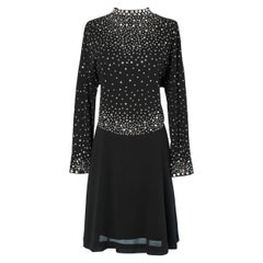 Black crêpe evening dress with rhinestone embellishment Pauline Trigère