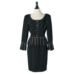 Black crêpe evening skirt suit with cut-work and rhinestone Valentino Boutique