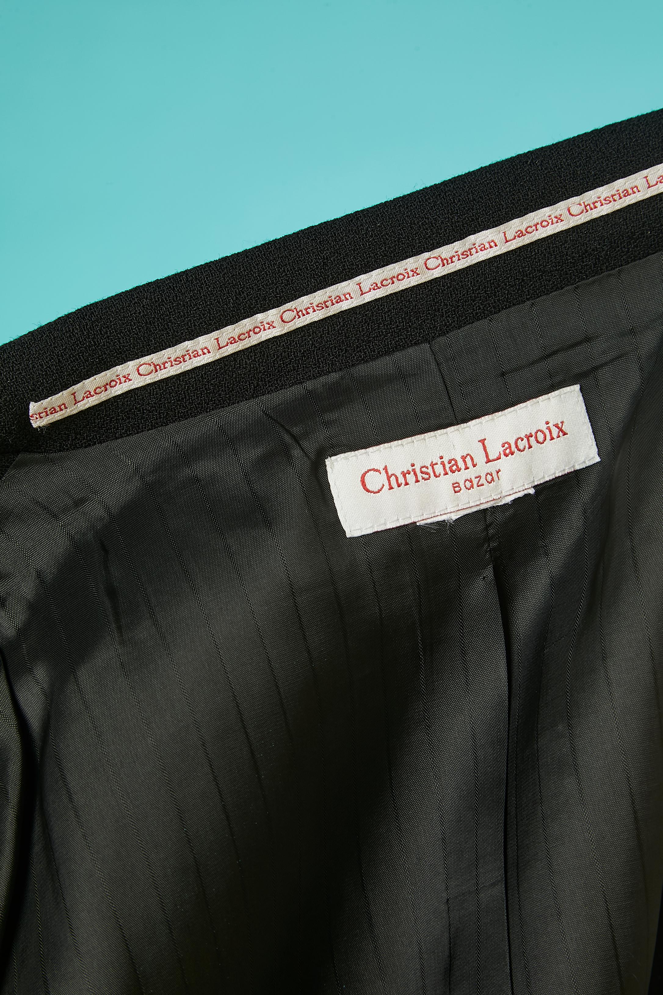 Schwarze Crêpe-Jacke mit einem voll bestickten Ärmel Christian Lacroix Bazar im Angebot 3