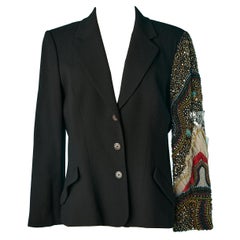 Chaqueta de crepé negro con una manga entera bordada Christian Lacroix Bazar