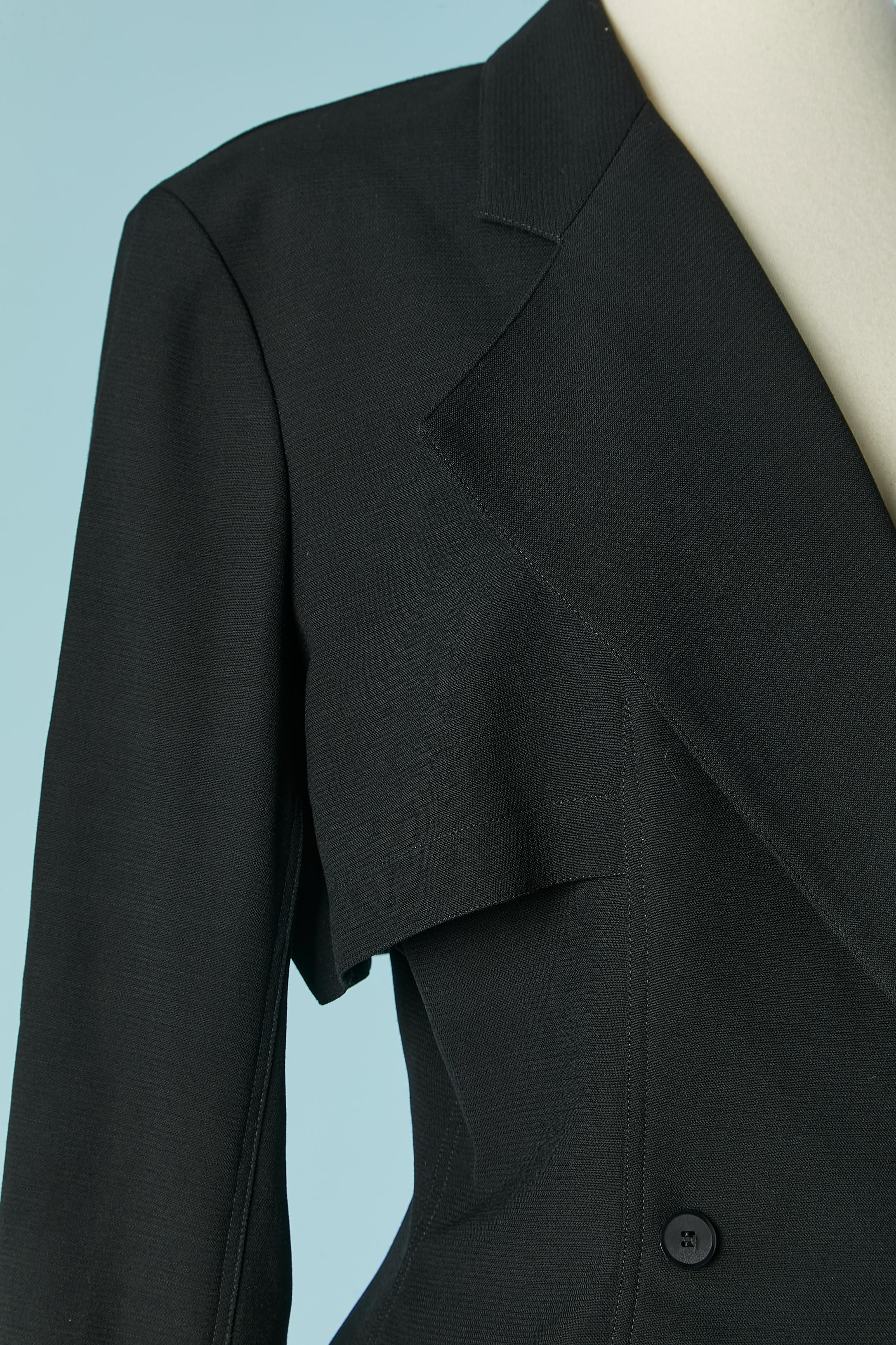 Women's Black crêpe rayon double-breasted jacket ALAIA For Sale