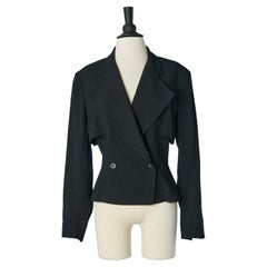 Giacca doppiopetto in crêpe rayon nero ALAIA