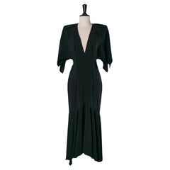Robe du soir asymétrique en crêpe de satin noir ALEXANDRE VAUTHIER