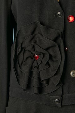 Black crêpe satin ensemble with rhinestone embellishment Sonia Rykiel
